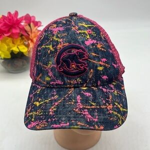 Chicago Cubs Denim Pink Splatter Paint Trucker Hat Adjustable. HT3778